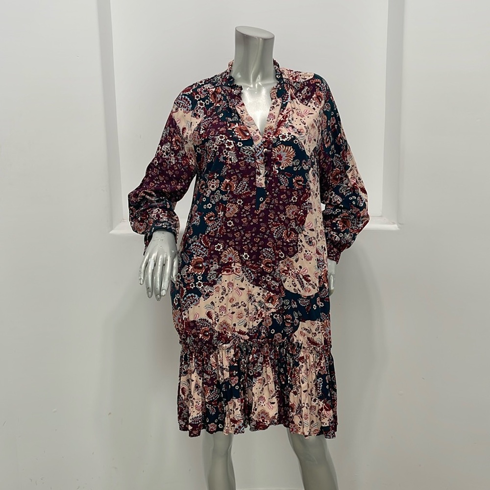 Adyson Parker Long Sleeve Boho Mini Floral  Print Dress Size M